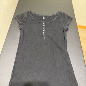 GAP Black Henley Stretch Shirt Girls S